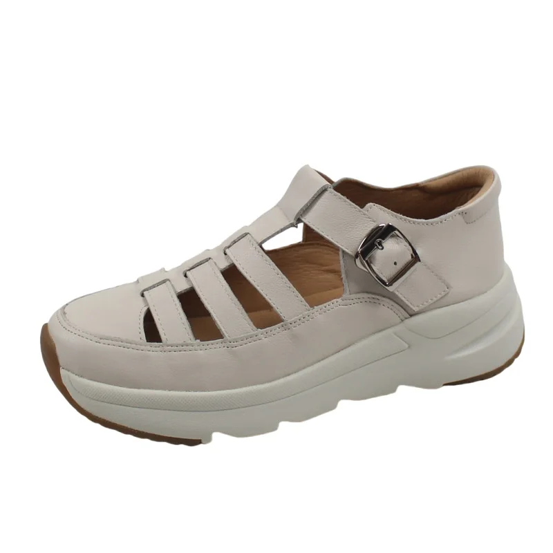 Retro full leather women's sandals summer women's shoes thick sole hollow white breathable platform
Retro full leather women's sandals summer women's shoes thick sole hollow white breathable platform