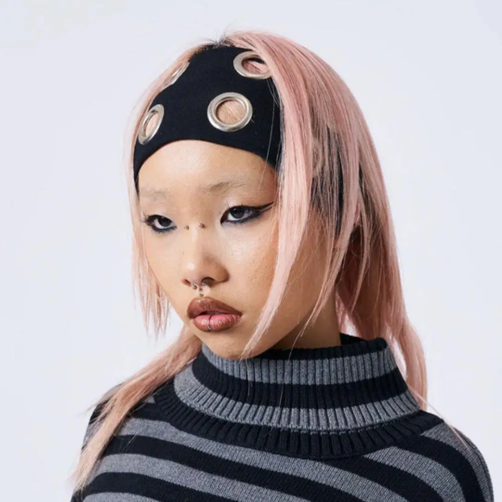 Punk Stretchy Metal Headwrap Grommet Casual Hair Band Fabric Hollow Elastic Headbands Fashion Simple Bandana Hair Accessories
Punk Stretchy Metal Headwrap Grommet Casual Hair Band Fabric Hollow Elastic Headbands Fashion Simple Bandana Hair Accessories