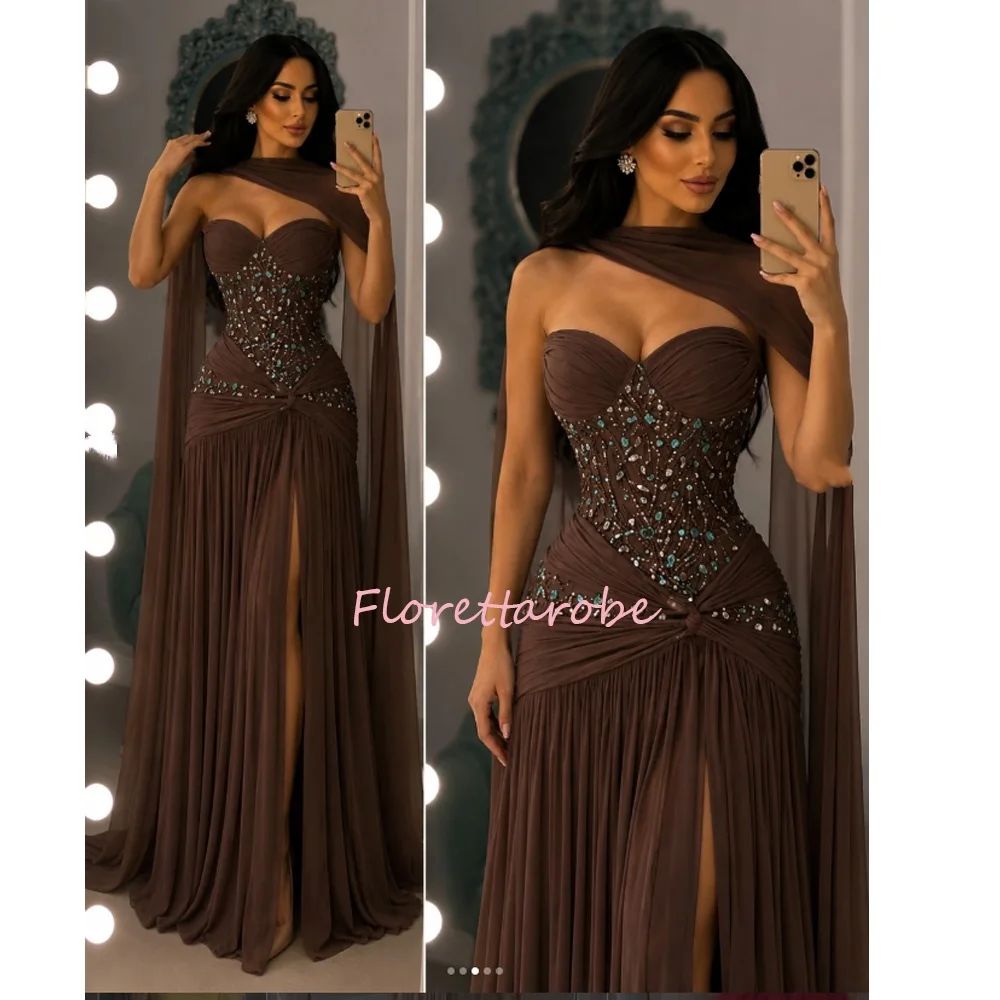 Strapless Sweetheart Corset Beaded Evening Gown With Sheer Cape Slit Formal Prom Dress For Women فساتين شارون سعيد Customized
Strapless Sweetheart Corset Beaded Evening Gown With Sheer Cape Slit Formal Prom Dress For Women فساتين شارون سعيد Customized