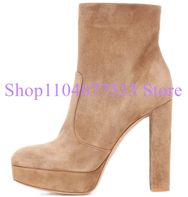 Beige Color Chunky Heel Lady Platform Ankle Boots Fashion Round Toe Large Size Woman Short Boots Female Banquet Dress Shoes
Beige Color Chunky Heel Lady Platform Ankle Boots Fashion Round Toe Large Size Woman Short Boots Female Banquet Dress Shoes