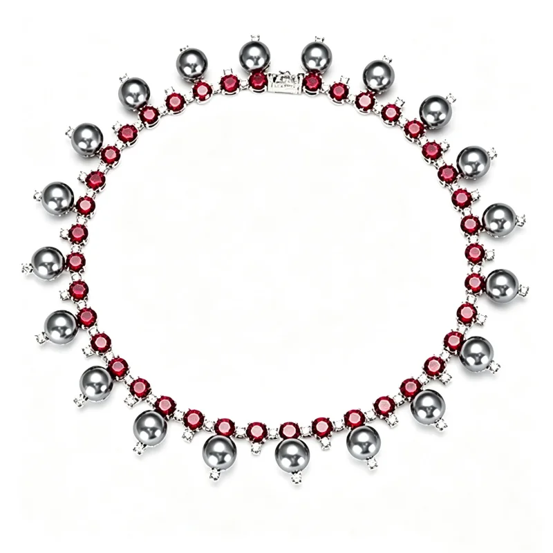 Bellux 925 Silver Synthetic Zircon Fashion Necklace Ruby Gems Grey Pearl Luxury Fine Necklace for Women Banquet Party Jewelry
Bellux 925 Silver Synthetic Zircon Fashion Necklace Ruby Gems Grey Pearl Luxury Fine Necklace for Women Banquet Party Jewelry
