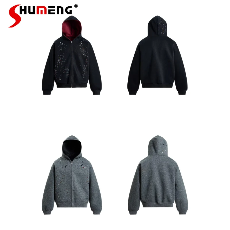 Trendy Rhinestone Zipper Hoodies Men Women 2026 Spring New Loose Comfort Long Sleeve Handsome Jackets Pocket Decoration Hoodies
Trendy Rhinestone Zipper Hoodies Men Women 2026 Spring New Loose Comfort Long Sleeve Handsome Jackets Pocket Decoration Hoodies