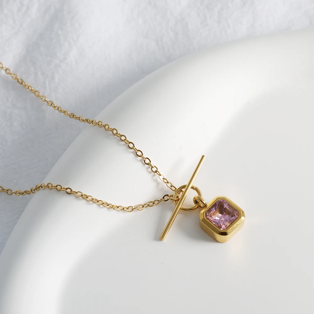 Vintage Colorful Square Crystals Stone Pendant Necklace for Women Gold Plated OT Link Chains Pink White Zircon Stackable Jewelry
Vintage Colorful Square Crystals Stone Pendant Necklace for Women Gold Plated OT Link Chains Pink White Zircon Stackable Jewelry