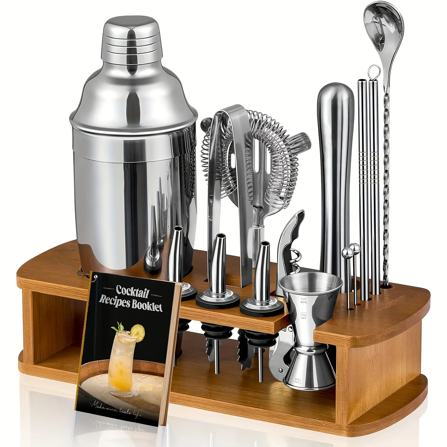Cocktail Shaker Set Bartender Kit with Stand | Bar Set Drink Mixer Set with All Essential Accessory Tools: Martini Shaker, Jigger, Strainer, Mixer Spoon, Muddler, Liquor Pourers |Silvery
Cocktail Shaker Set Bartender Kit with Stand | Bar Set Drink Mixer Set with All Essential Accessory Tools: Martini Shaker, Jigger, Strainer, Mixer Spoon, Muddler, Liquor Pourers |Silvery