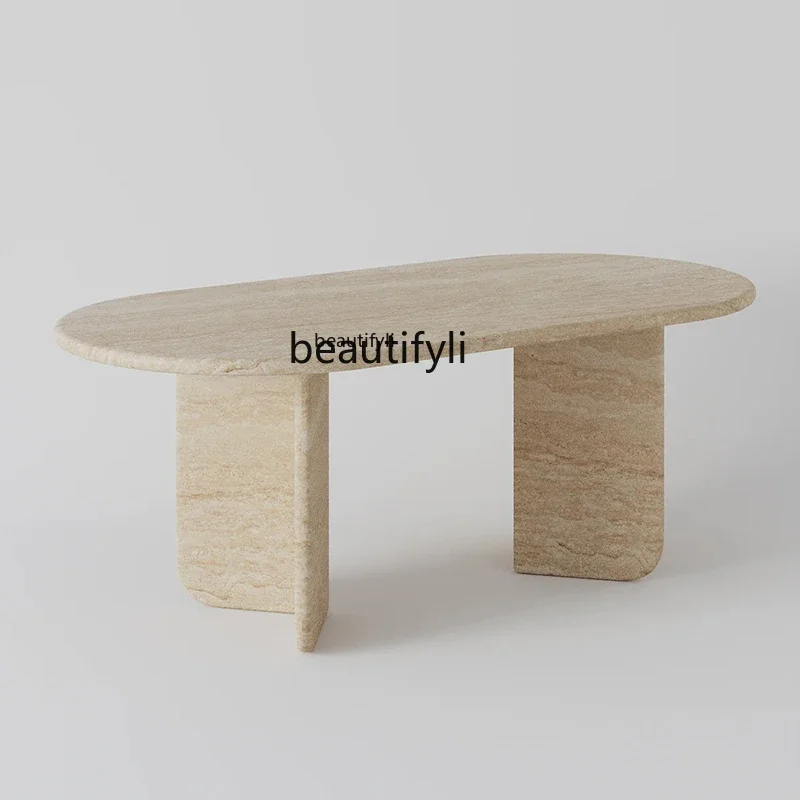 Natural travertine dining table Villa, clothing store High-end restaurant Oval table French wabi-sabi dining table9344
Natural travertine dining table Villa, clothing store High-end restaurant Oval table French wabi-sabi dining table9344
