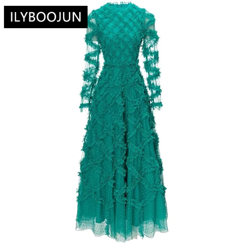 Fashion Designer Autumn Dot Mesh Dress Women O-Neck Long Sleeve Tiered Ruffles Elegant Party Long Dresses
Fashion Designer Autumn Dot Mesh Dress Women O-Neck Long Sleeve Tiered Ruffles Elegant Party Long Dresses