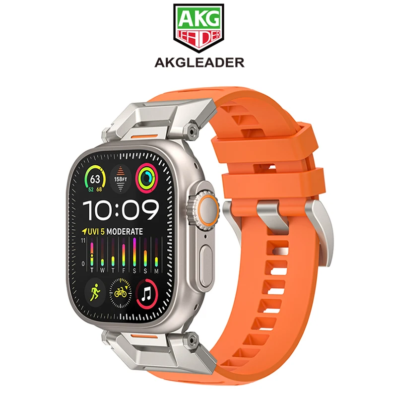 AKGLEADER Fluororubber Watch Strap With Stainless Steel Adapter For Apple Watch Ultra 1 2 49mm Series 9 8 7 45mm 42/44/38mm Band
AKGLEADER Fluororubber Watch Strap With Stainless Steel Adapter For Apple Watch Ultra 1 2 49mm Series 9 8 7 45mm 42/44/38mm Band