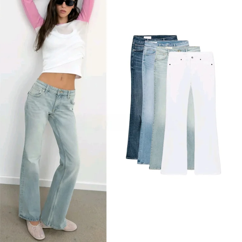Slim Fit Low Waist Bell Bottom Jeans Women's New Summer Style Polyester Fiber Button Closure Casual Trousers
Slim Fit Low Waist Bell Bottom Jeans Women's New Summer Style Polyester Fiber Button Closure Casual Trousers