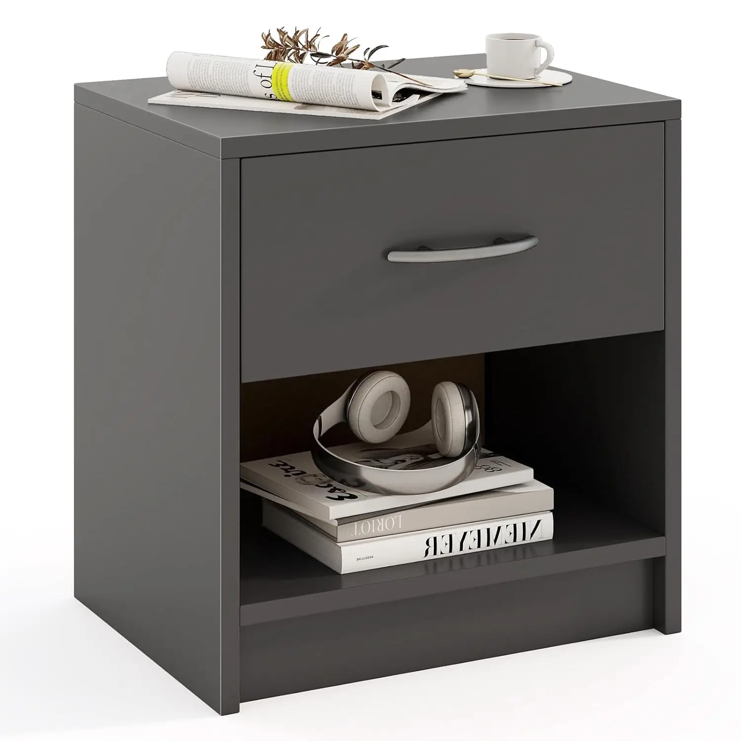 Modern Nightstand Drawer Slide-Out Shelf Open Storage Non-Slip Pads Bedroom Living Room Small End Table Grey, Customized
Modern Nightstand Drawer Slide-Out Shelf Open Storage Non-Slip Pads Bedroom Living Room Small End Table Grey, Customized