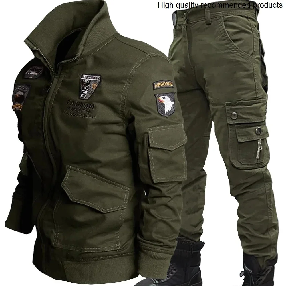 Bomber Jackets Pants Sets Tactical Men Airborne Flight Jacket Suit Cotton Eagle Embroidery Army Autumn Winter Clothing
Bomber Jackets Pants Sets Tactical Men Airborne Flight Jacket Suit Cotton Eagle Embroidery Army Autumn Winter Clothing