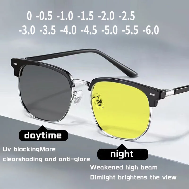 Korean Version of Day and Night Two-Color Changing Myopia Glasses, Anti-Ultraviolet Night Vision Glasses, for Men and Women Driving
Korean Version of Day and Night Two-Color Changing Myopia Glasses, Anti-Ultraviolet Night Vision Glasses, for Men and Women Driving