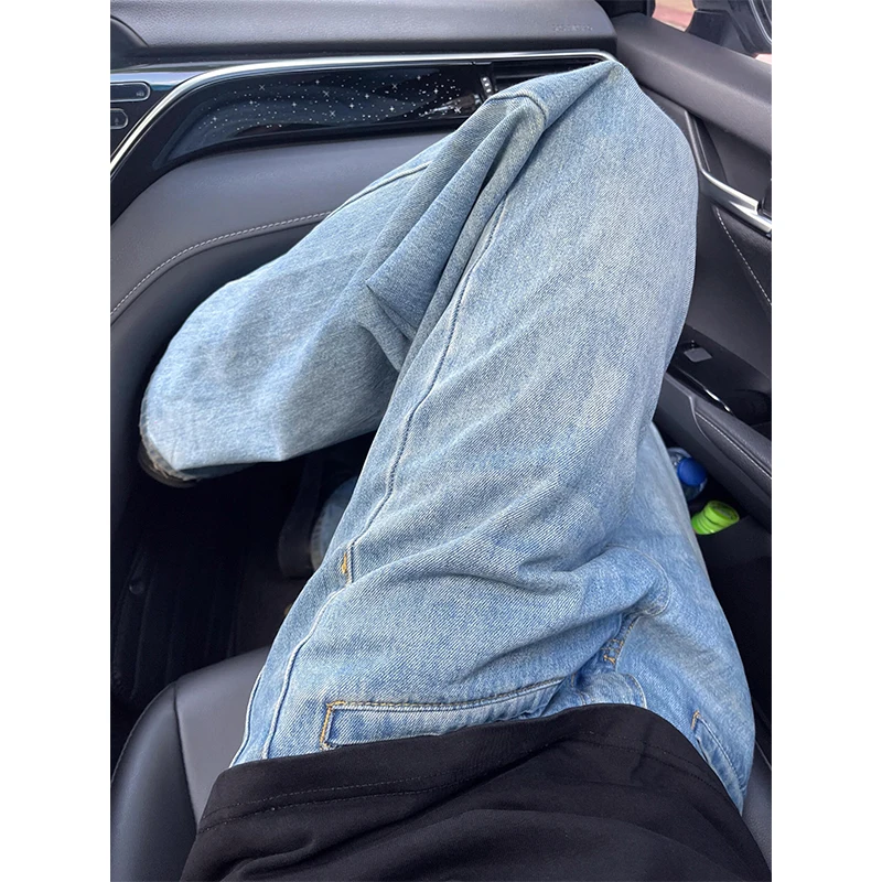 Light Blue Men's Jeans Summer Cross ket Trendy High Street Straight Leg Jeans mid Waist Long Pants Youth Faion
Light Blue Men's Jeans Summer Cross ket Trendy High Street Straight Leg Jeans mid Waist Long Pants Youth Faion