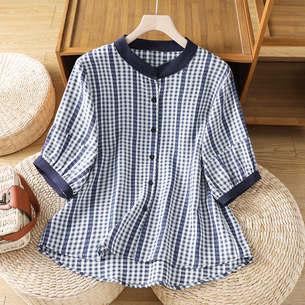 Chic Plaid Shirt Jacket Women's plus Size Summer New Style Short Sleeve Lightweight Luxury Anti-Aging Elegant Top
Chic Plaid Shirt Jacket Women's plus Size Summer New Style Short Sleeve Lightweight Luxury Anti-Aging Elegant Top