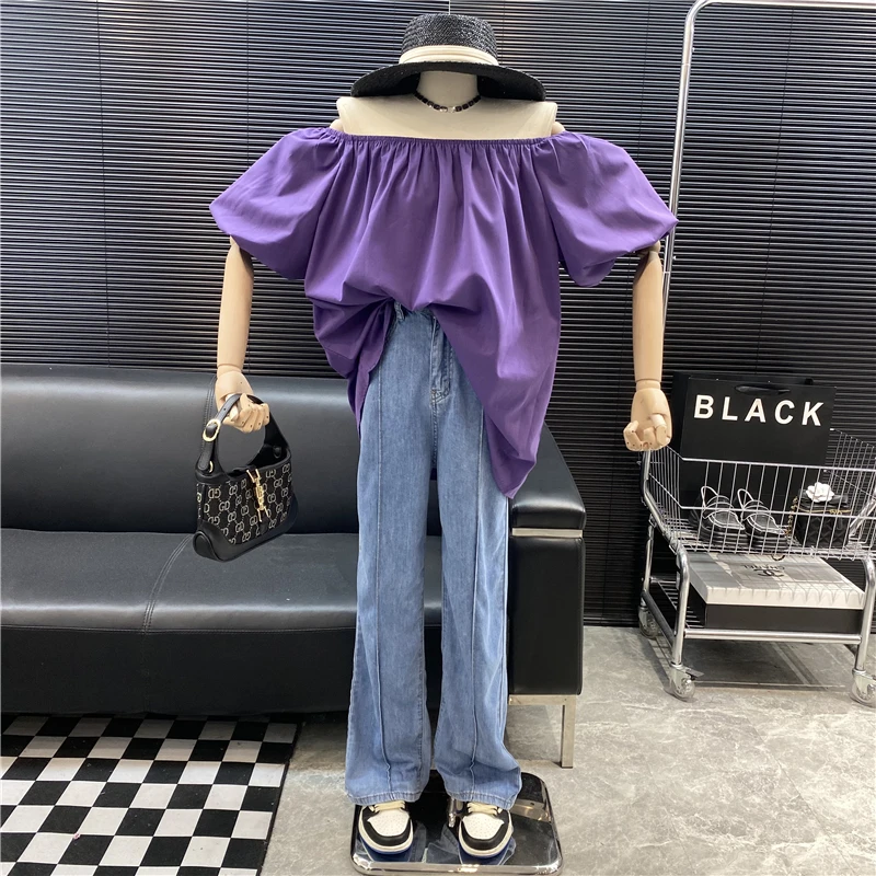 New 2022 fashion Designer new style Famous brand purple Straight neck Off shoulder bubble sleeve shirt Loose Casual Top
New 2022 fashion Designer new style Famous brand purple Straight neck Off shoulder bubble sleeve shirt Loose Casual Top