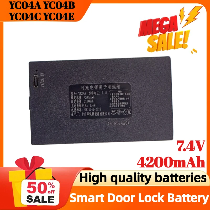 7.4V 4200mAh for YC04A YC04B YC04C YC04E Lithium Smart Door Lock Battery
7.4V 4200mAh for YC04A YC04B YC04C YC04E Lithium Smart Door Lock Battery