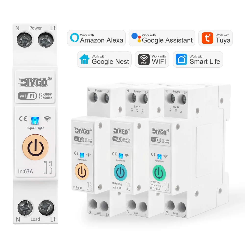 Tuya WIFI Smart Circuit Breaker 1P+N Over-Voltage/Current/Power Protector Under Voltage Protection Voice Remote Control Switch
Tuya WIFI Smart Circuit Breaker 1P+N Over-Voltage/Current/Power Protector Under Voltage Protection Voice Remote Control Switch