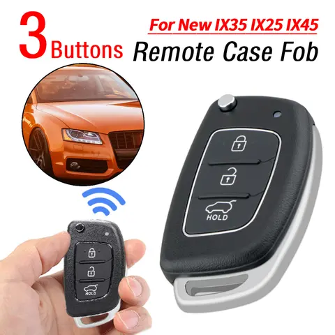 3 boutons étui à distance Fob voiture télécommande rabat clé coque housse porte-clés étui de commande adapté pour Hyundai nouveau IX35 IX25 IX45