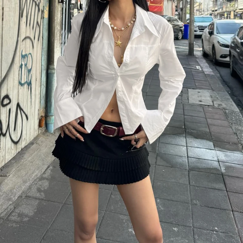 2005 Temperament Commuting Waist Cinching Lace Up Shirt Spicy Girl Street Solid Color Lapel Long Sleeved Top
2005 Temperament Commuting Waist Cinching Lace Up Shirt Spicy Girl Street Solid Color Lapel Long Sleeved Top