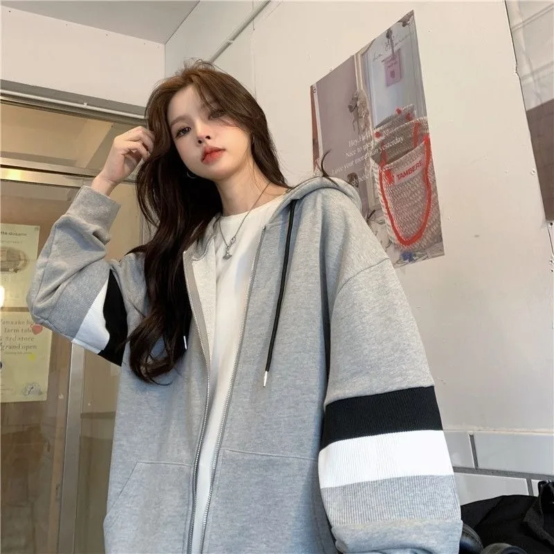 Y2k Korean Style Hooded Zip-up Oversize Striped Sweatshirt Women Autumn Outerwear Long Sleeve Preppy Hoodies Harajuku Vintage
Y2k Korean Style Hooded Zip-up Oversize Striped Sweatshirt Women Autumn Outerwear Long Sleeve Preppy Hoodies Harajuku Vintage