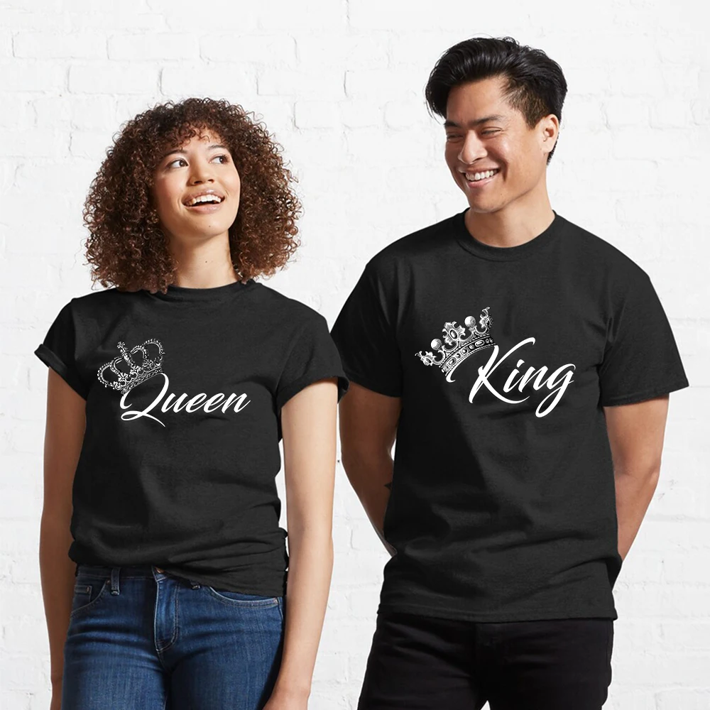 King and Queen Printed Couple Short-sleeved T-shirt Summer Men and Women Designer Y2k Pure Cotton Comfortable Tee
King and Queen Printed Couple Short-sleeved T-shirt Summer Men and Women Designer Y2k Pure Cotton Comfortable Tee