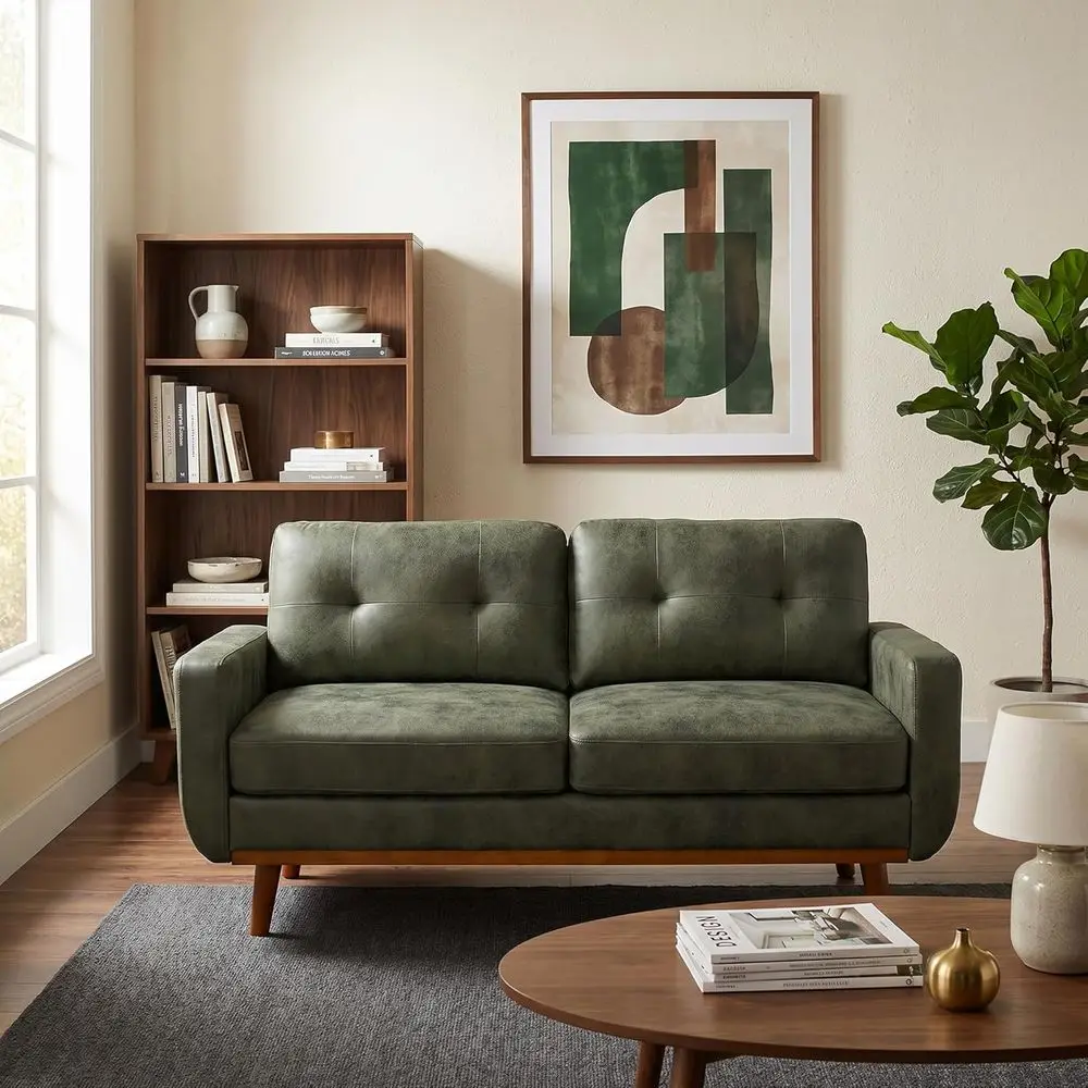 Mid-Century Modern 2-Seater Loveseat with Tufted Back, Square Arms & Wooden Legs, Ideal for Small Spaces in Living Room, Bedroom
Mid-Century Modern 2-Seater Loveseat with Tufted Back, Square Arms & Wooden Legs, Ideal for Small Spaces in Living Room, Bedroom