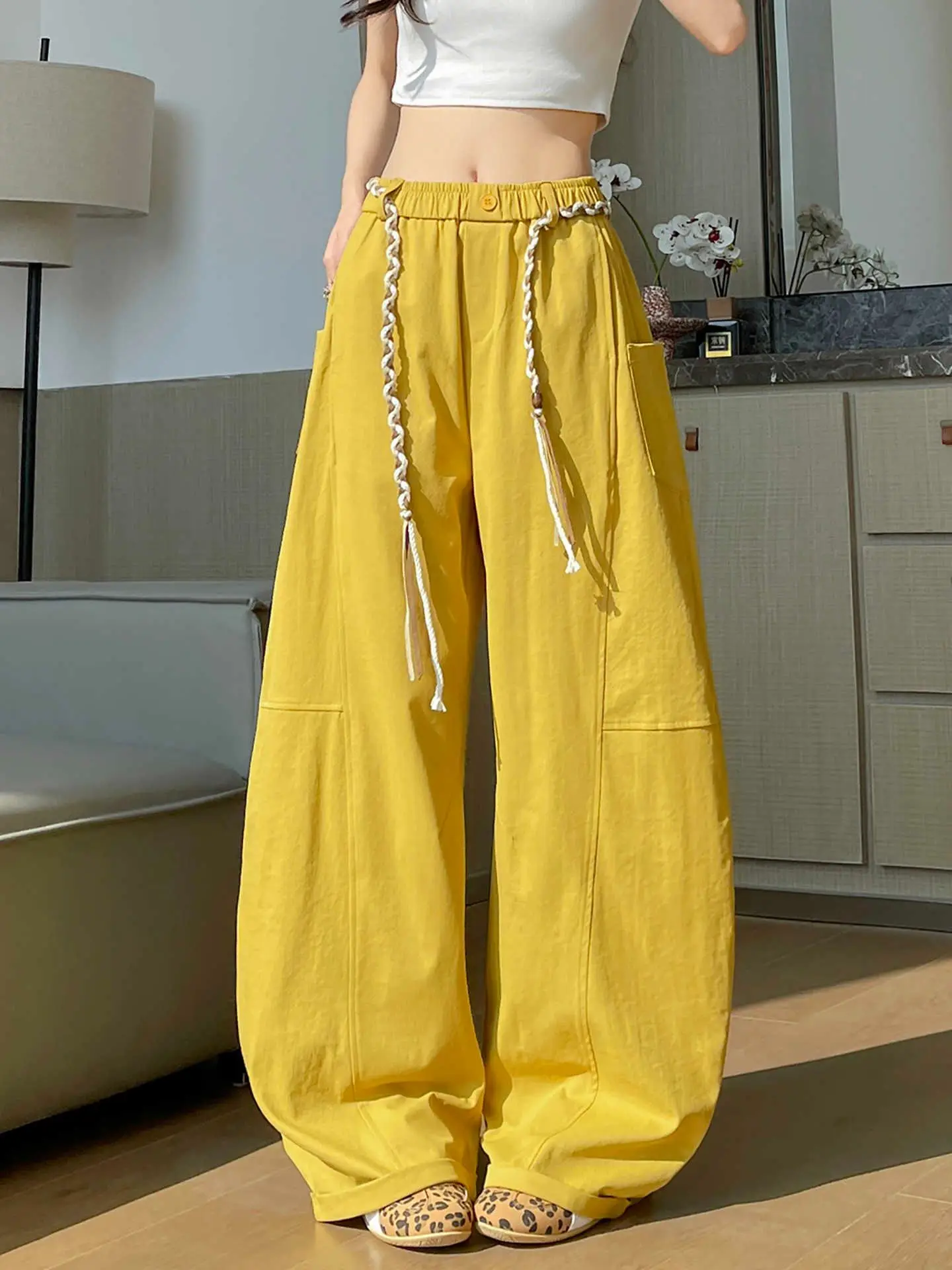 Cool Military Green Wide Leg Pants Women Summer Knitted Belt Casual Loose Floor Length Knife Trousers High Waist
Cool Military Green Wide Leg Pants Women Summer Knitted Belt Casual Loose Floor Length Knife Trousers High Waist