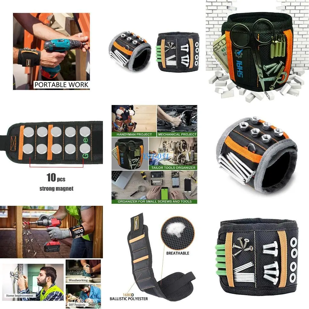 E15A Wristband Tool Belt with 10/20 Strong Magnets to Hold Screws Nails Bits
E15A Wristband Tool Belt with 10/20 Strong Magnets to Hold Screws Nails Bits