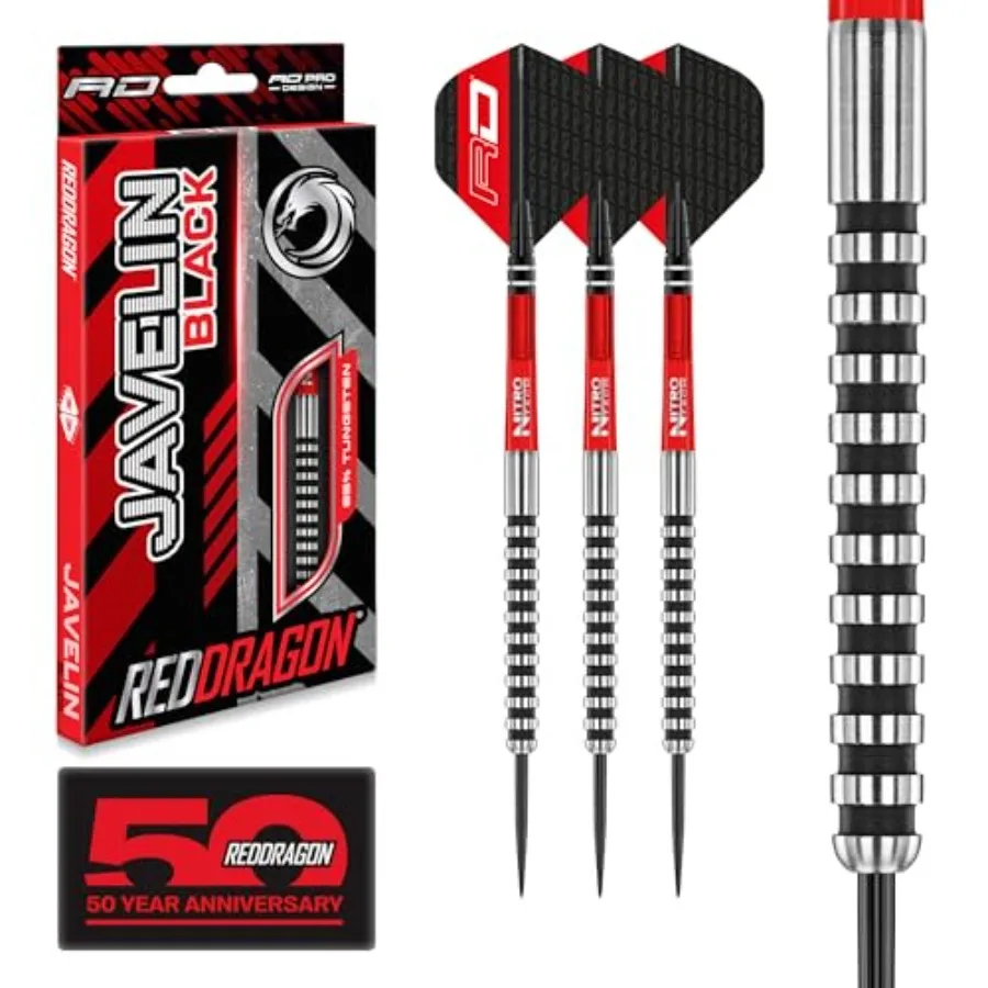 Javelin Black 22g, 24g - Tungsten Steeltip Darts Set with Flights and Stems
Javelin Black 22g, 24g - Tungsten Steeltip Darts Set with Flights and Stems