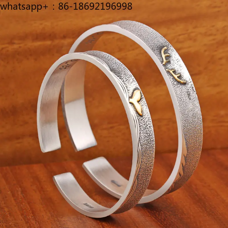 Couple Silver Bracelet 999 Sterling Silver Pair of Retro Open Female Fishtail Antlers Silver Bracelet
Couple Silver Bracelet 999 Sterling Silver Pair of Retro Open Female Fishtail Antlers Silver Bracelet