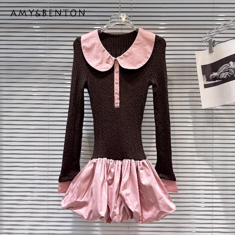 2026 Spring New Fashion Hot Girl Doll Collar Women's Dress Retro Design Long Sleeve Knit Splicing Sweet Cool Puff Dresses Ladies
2026 Spring New Fashion Hot Girl Doll Collar Women's Dress Retro Design Long Sleeve Knit Splicing Sweet Cool Puff Dresses Ladies