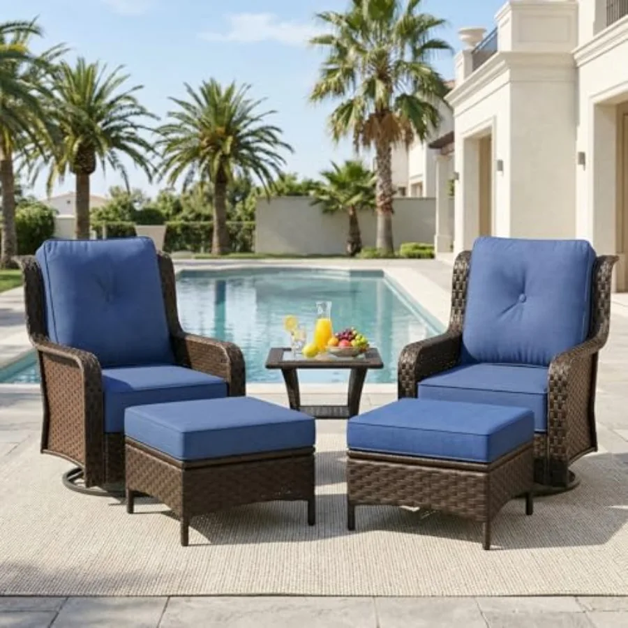 Patio Furniture Set with Ottoman, Wicker Outdoor Swivel Chairs with 6" Cushions, High Back Rattan Patio Conversation Sets with
Patio Furniture Set with Ottoman, Wicker Outdoor Swivel Chairs with 6" Cushions, High Back Rattan Patio Conversation Sets with
