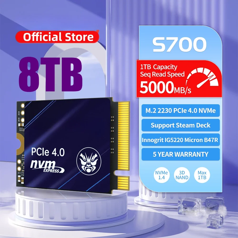 S700 M.2 2230 SSD 5000MB/s 500GB 1TB Hard Disk PCIe4.0x4 NVMe Internal Solid State Drive For Steam Deck Surface Pro
S700 M.2 2230 SSD 5000MB/s 500GB 1TB Hard Disk PCIe4.0x4 NVMe Internal Solid State Drive For Steam Deck Surface Pro