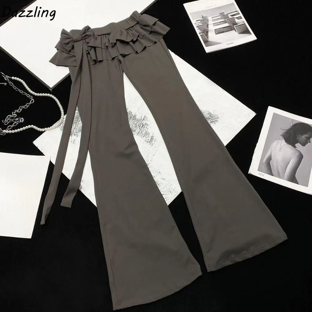 Ice Silk Apron Skirt Flared Pants Low Waist Y2k Casual Pants for Women Slim Fit Bowknot Tassel Ruffle Wide Leg Pants Streetwear
Ice Silk Apron Skirt Flared Pants Low Waist Y2k Casual Pants for Women Slim Fit Bowknot Tassel Ruffle Wide Leg Pants Streetwear