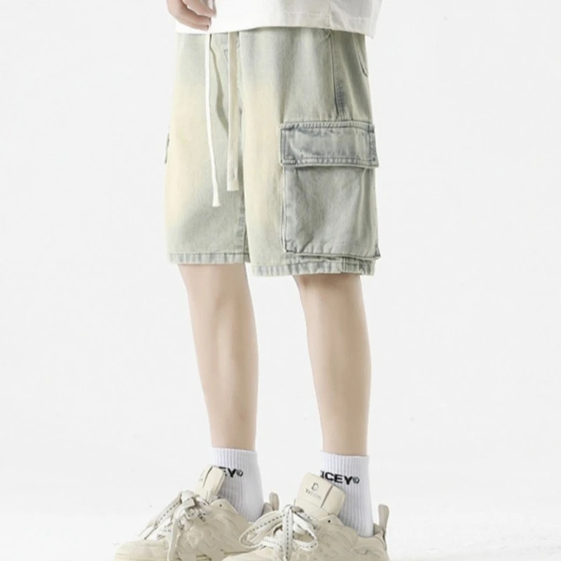 Summer Men's Loose Denim Shorts Blue Gray Streetwear Straight Elastic Waist Drawstring Fashionable Casual Short Jeans Male
Summer Men's Loose Denim Shorts Blue Gray Streetwear Straight Elastic Waist Drawstring Fashionable Casual Short Jeans Male