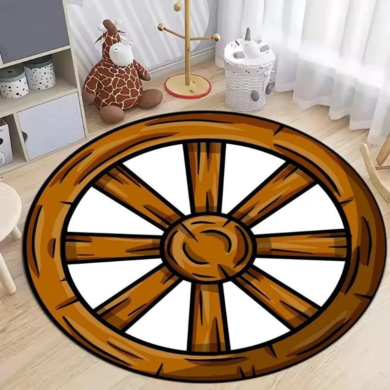 Круглый ковер с деревянным колесом, темно-коричневый дизайн колес, мягкий нескользящий ковер, забавный домашний декор, напольный коврик для детской комнаты, спальни
Круглый ковер с деревянным колесом, темно-коричневый дизайн колес, мягкий нескользящий ковер, забавный домашний декор, напольный коврик для детской комнаты, спальни