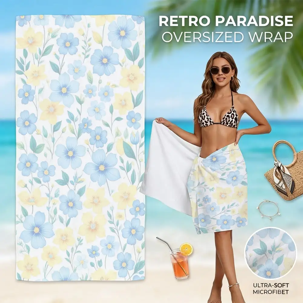 Sand Free Microfiber Beach Towel Quick Dry Oversized Blue And Yellow Flowers Bloom Amidst Green Leaves, Watercolor PaintingLightweight Absorbent Travel Pool Towel, Single-Sided Pattern Vacation Essentials For Adults
Sand Free Microfiber Beach Towel Quick Dry Oversized Blue And Yellow Flowers Bloom Amidst Green Leaves, Watercolor PaintingLightweight Absorbent Travel Pool Towel, Single-Sided Pattern Vacation Essentials For Adults