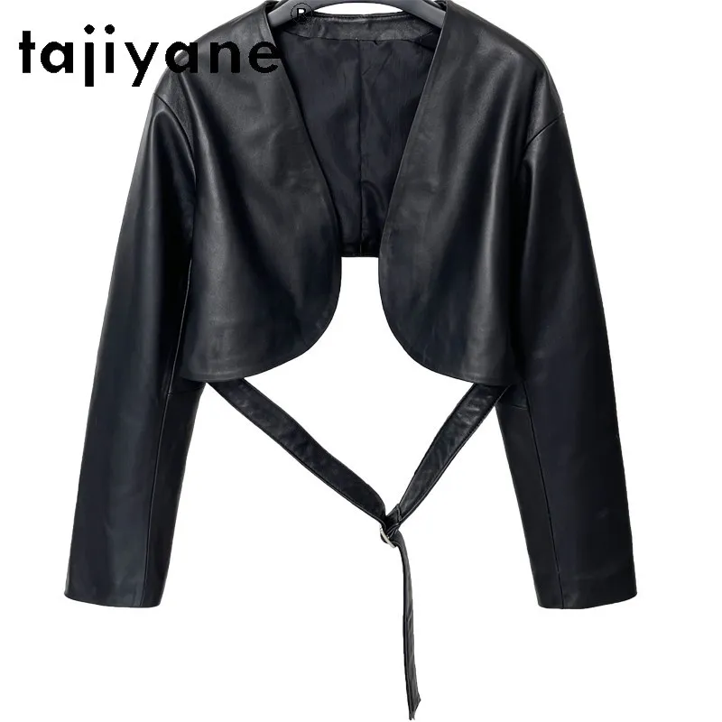 TAJIYANE Sheepskin Genuine Leather Jacket Women Lace-up Ultra Short Motorcycle Jackets for Woman V-neck Coat Chaquetas Black
TAJIYANE Sheepskin Genuine Leather Jacket Women Lace-up Ultra Short Motorcycle Jackets for Woman V-neck Coat Chaquetas Black