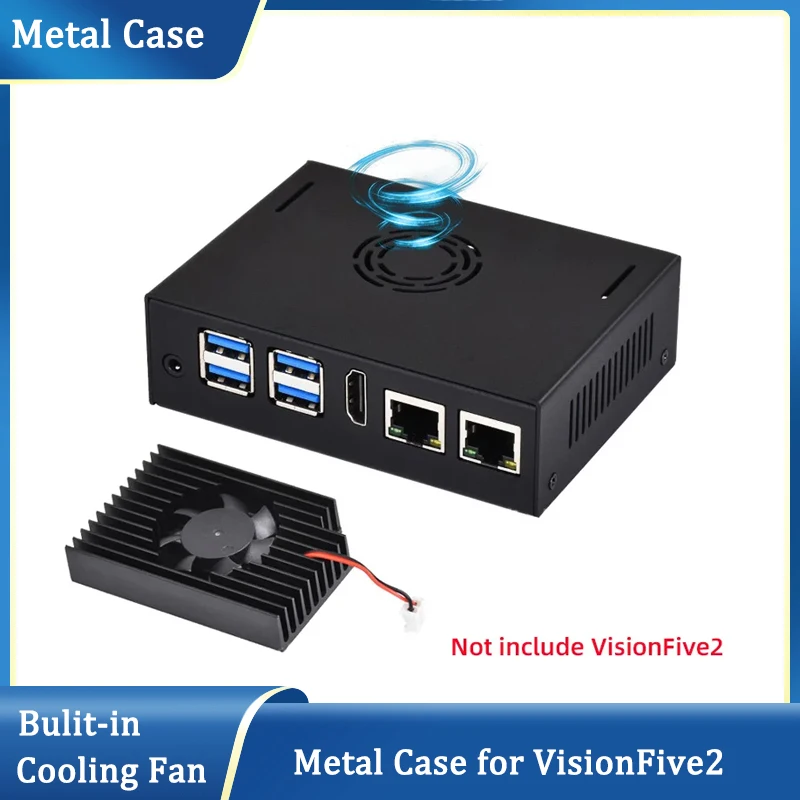 VisionFive5 Metal Case with Built-in Cooling Fan Silicone Heatsink Active Passive Cooler Shell for VisionFive 2 Board
VisionFive5 Metal Case with Built-in Cooling Fan Silicone Heatsink Active Passive Cooler Shell for VisionFive 2 Board
