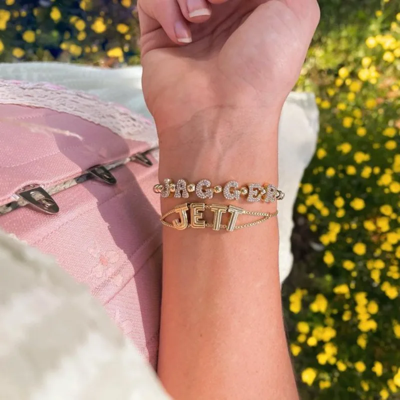Personalized Retro Slider Custom Bracelet 18k Gold Plated A-Z Initial Letter Chunky Bracelet For Women Jewelry Valentine's Day
Personalized Retro Slider Custom Bracelet 18k Gold Plated A-Z Initial Letter Chunky Bracelet For Women Jewelry Valentine's Day