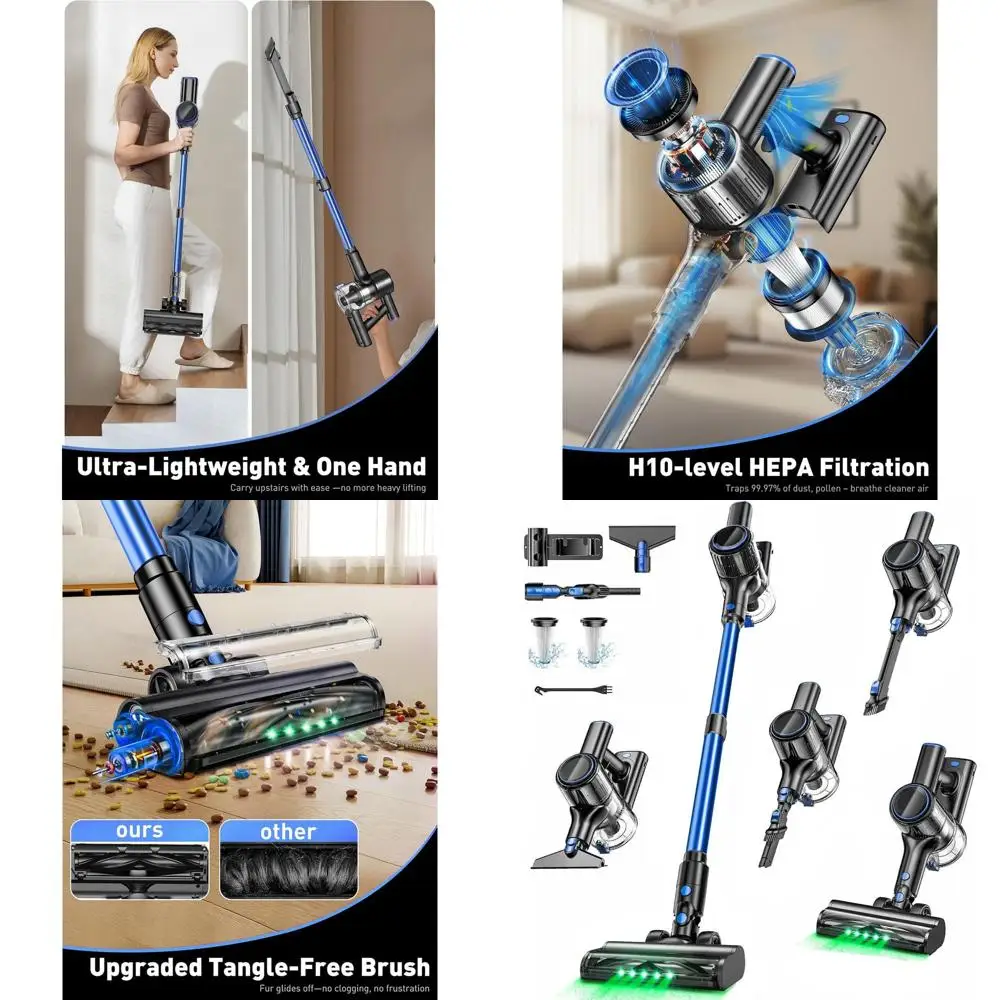 Powerful 450W Cordless Vacuum Cleaner, 45000Pa Suction, 50-Minute Runtime, LED Display, Anti-Tangle, Ideal for Pet Hair on Carpe
Powerful 450W Cordless Vacuum Cleaner, 45000Pa Suction, 50-Minute Runtime, LED Display, Anti-Tangle, Ideal for Pet Hair on Carpe