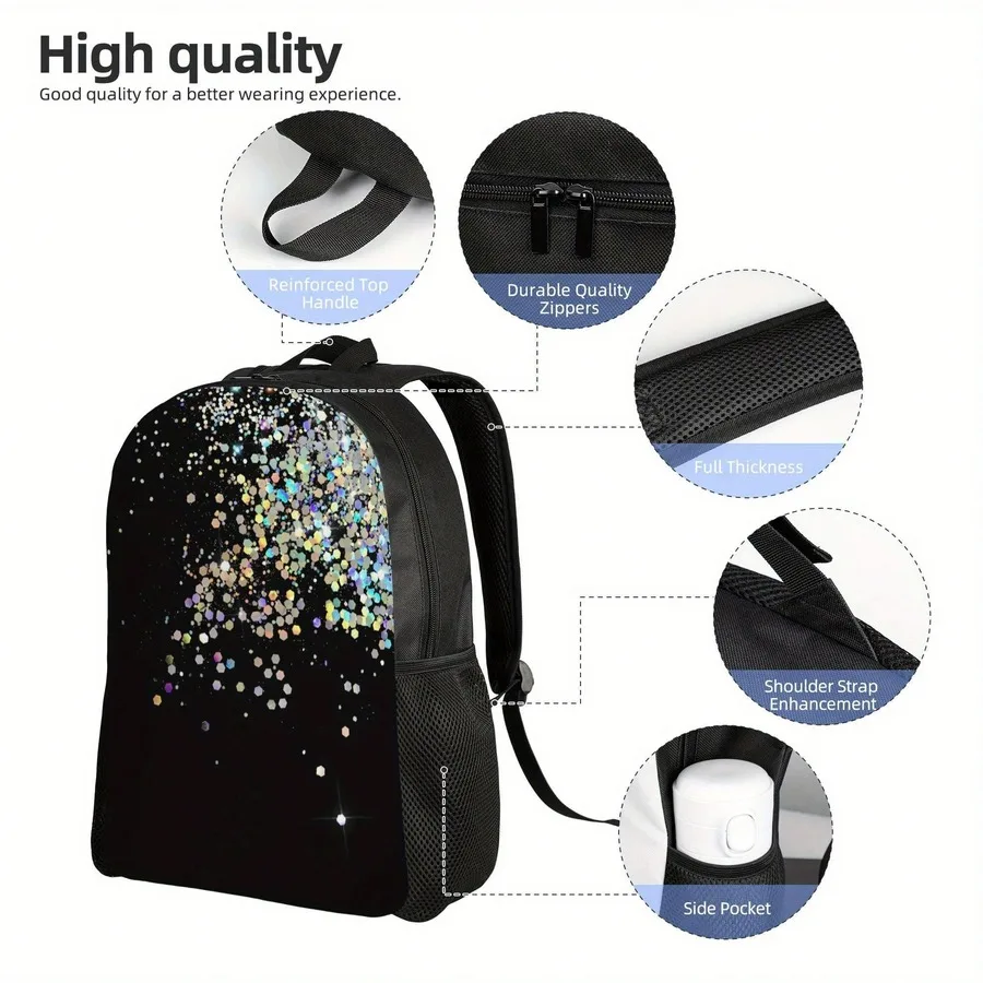 Holographic Sparkle Black Backpack For Daily Use Travel School
Holographic Sparkle Black Backpack For Daily Use Travel School