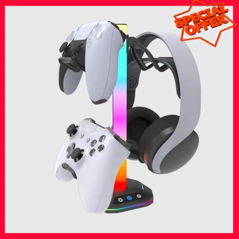 -ESTR игровая подставка для наушников RGB для Playstation5, держатель контроллера, вешалка для наушников для настольного геймера, PS4, PS5, геймпад
-ESTR игровая подставка для наушников RGB для Playstation5, держатель контроллера, вешалка для наушников для настольного геймера, PS4, PS5, геймпад