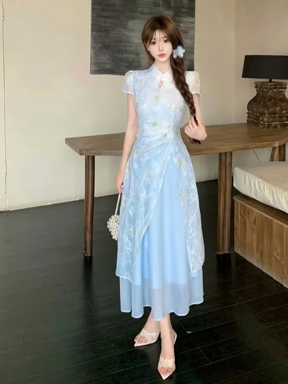 New Chinese Style Modified Dress Women Summer Elegantly Slim Fit Embroidered Mesh Paneling National Style Gentle Lo...
New Chinese Style Modified Dress Women Summer Elegantly Slim Fit Embroidered Mesh Paneling National Style Gentle Lo...