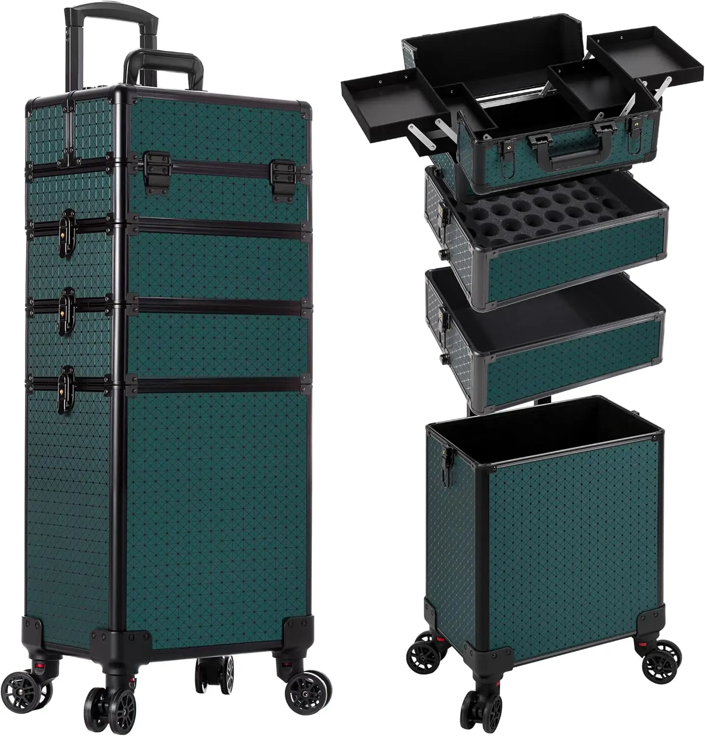 Rolling Makeup Train Case 4 in 1 Cosmetology Case on Wheels Large Storage Cosmetic Trolley with Key Salon Barber Traveling Cart
Rolling Makeup Train Case 4 in 1 Cosmetology Case on Wheels Large Storage Cosmetic Trolley with Key Salon Barber Traveling Cart