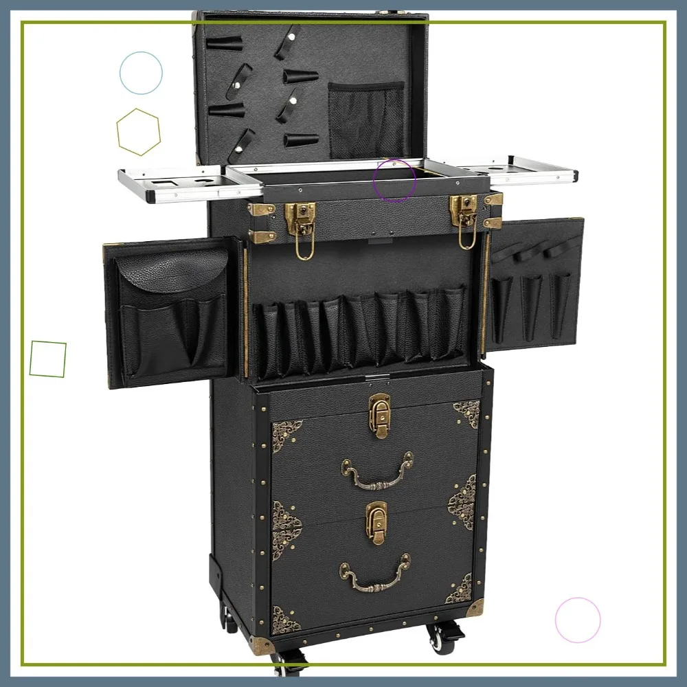 Professional Hairdressing Case on Wheels with Locks, 3 Shelves Large Capacity Travel Organizer for Makeup Artist
Professional Hairdressing Case on Wheels with Locks, 3 Shelves Large Capacity Travel Organizer for Makeup Artist