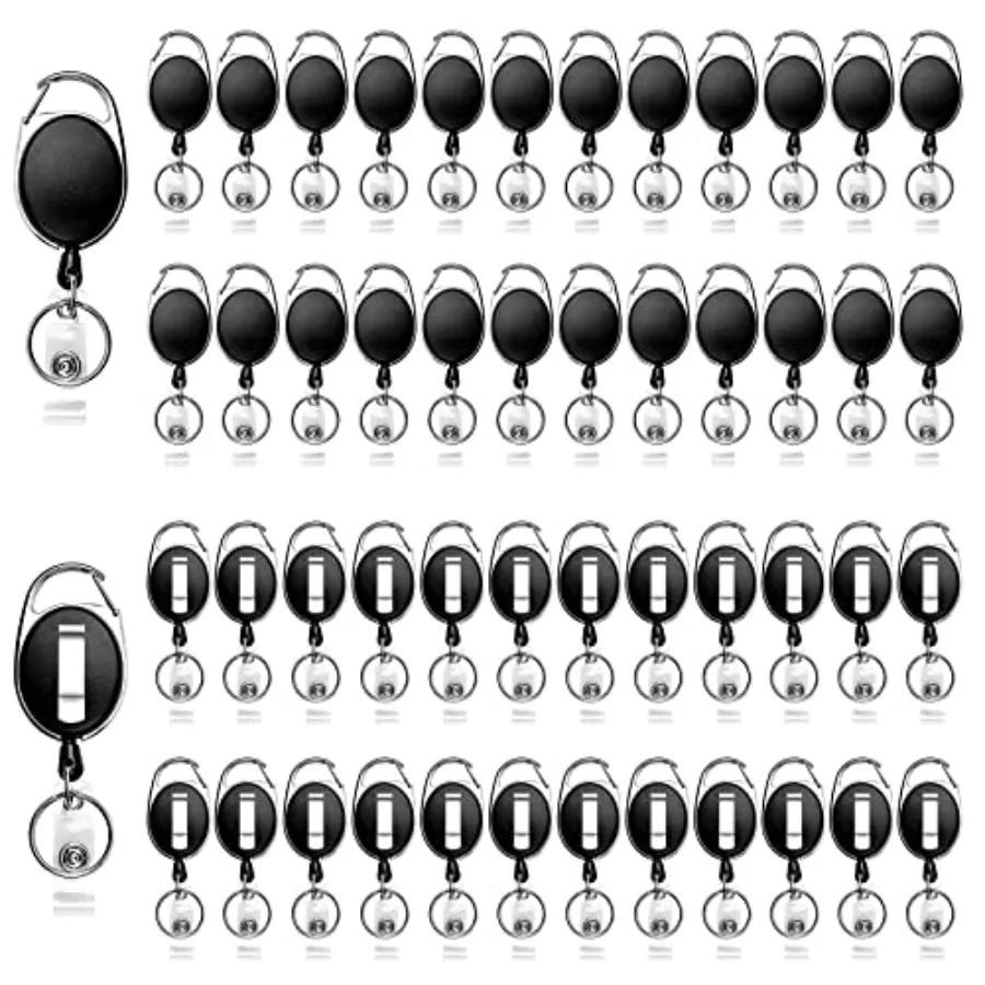 50 Packs Heave Duty Badge Reels Retractable with Carabiner Belt Clip and Key Ring Badge Holders for ID Card Name Keychain Black
50 Packs Heave Duty Badge Reels Retractable with Carabiner Belt Clip and Key Ring Badge Holders for ID Card Name Keychain Black
