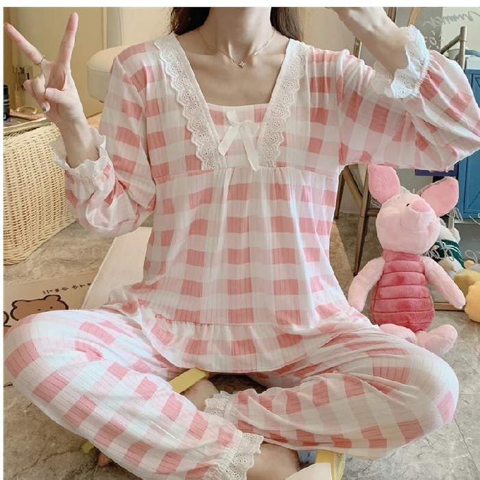 Princess Style Long Sleeve Sleepwear Set for Women Cute Lace Trim Thin Casual Home Clothes Cotton Material Sweet Cartoon Pattern
Princess Style Long Sleeve Sleepwear Set for Women Cute Lace Trim Thin Casual Home Clothes Cotton Material Sweet Cartoon Pattern
