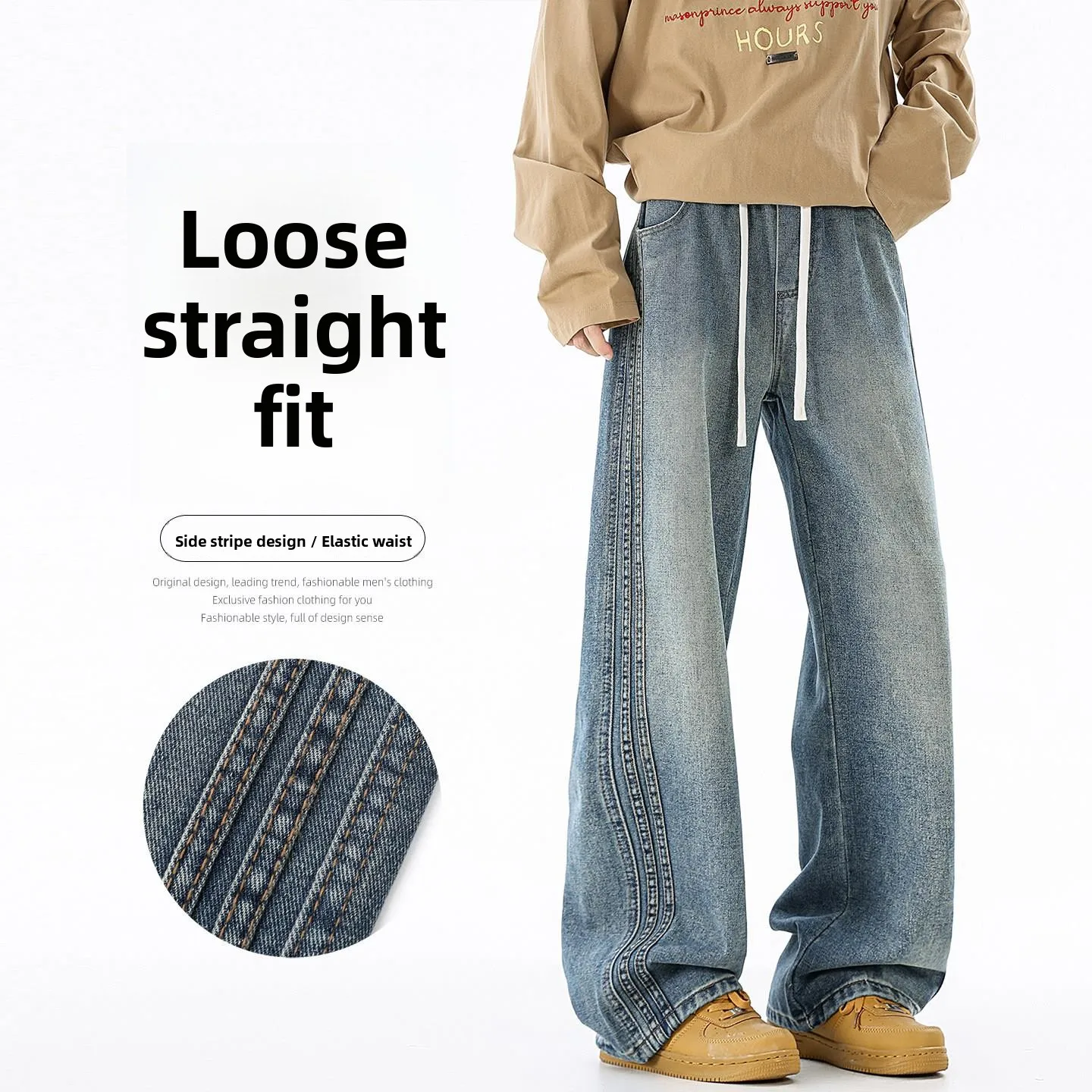 Elastic Waist Thickened Fleece Men's Jeans Casual Straight Leg Loose Fit Winter Warm Teenager Pants Breathable Comfortable
Elastic Waist Thickened Fleece Men's Jeans Casual Straight Leg Loose Fit Winter Warm Teenager Pants Breathable Comfortable