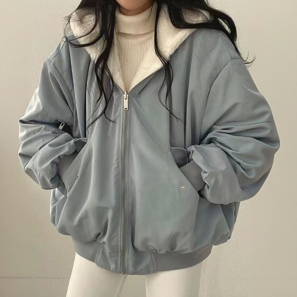 Женское утолщенное двустороннее пальто с капюшоном на флисовой подкладке из овечьей шерсти и хлопковой подкладкой, зимняя куртка на молнии
Женское утолщенное двустороннее пальто с капюшоном на флисовой подкладке из овечьей шерсти и хлопковой подкладкой, зимняя куртка на молнии