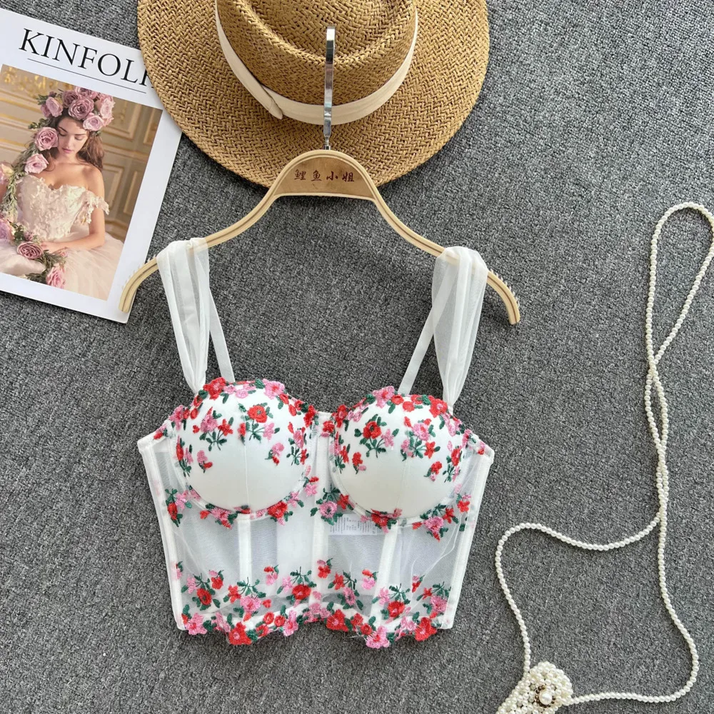 Elegant ssTss Flowers Embroidery Camis Tank Top Women Fashion Summer See Through Mesh Bustier Bra Fishbone Skinny Crop Tops
Elegant ssTss Flowers Embroidery Camis Tank Top Women Fashion Summer See Through Mesh Bustier Bra Fishbone Skinny Crop Tops